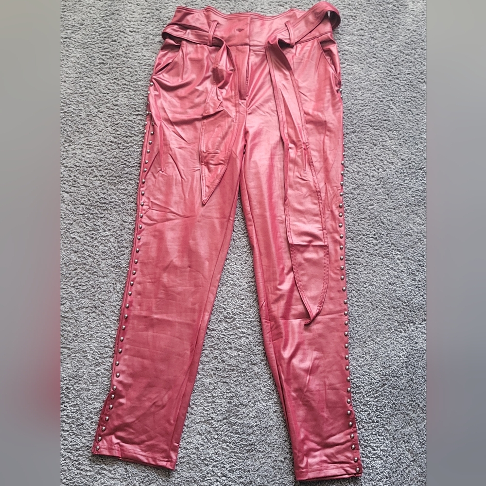 Stylish Burgundy Pants with Studded Detail